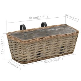 vidaXL Balcony Planter 2 pcs Wicker with PE Lining 40 cm