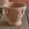 Abstract Face Terra Cotta Planter