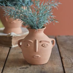 Abstract Face Terra Cotta Jug