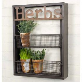 Rustic Wooden Herbs Wall Shelf - Farmhouse Kitchen Decor