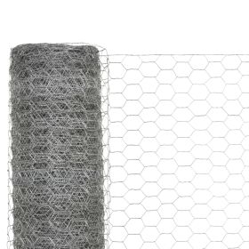 vidaXL Chicken Wire Fence Galvanised Steel 25x1.2 m Silver