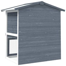 vidaXL Outdoor Rabbit Hutch 3 Doors Gray Wood