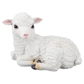 Sheep Statue Hand Made Lifelike Lamb Shape Figurine Resin Garden Sculpture for Indoor Outdoor Decoration Lying