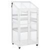 TOPMAX 62" Height Wood Large Greenhouse Balcony Portable Cold Frame with Wheels and Adjustable Shelves for Outdoor Indoor Use, White