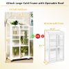 TOPMAX 62" Height Wood Large Greenhouse Balcony Portable Cold Frame with Wheels and Adjustable Shelves for Outdoor Indoor Use, White