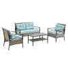 Patio Furniture, Outdoor Furniture, Seasonal PE Wicker Furniture, 4 Set Wicker Furniture With Black Metal Table