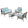 Patio Furniture, Outdoor Furniture, Seasonal PE Wicker Furniture, 4 Set Wicker Furniture With Black Metal Table