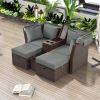 2-Seater Outdoor Patio Daybed Outdoor Double Daybed Outdoor Loveseat Sofa Set with Foldable Awning and Cushions for Garden, Balcony, Poolside, Grey