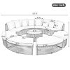 Outdoor Patio Furniture Luxury Circular Outdoor Sofa Set Rattan Wicker Sectional Sofa Lounge Set with Tempered Glass Coffee Table, 6 Pillows, Beige