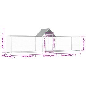 vidaXL Chicken Coop 16.4'x3.3'x4.9' Galvanized Steel