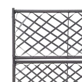 vidaXL Trellis Raised Bed with 2 Pots 58x30x107 cm Poly Rattan Black