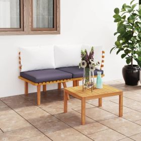 2 Piece Patio Lounge Set with Cushions Solid Acacia Wood