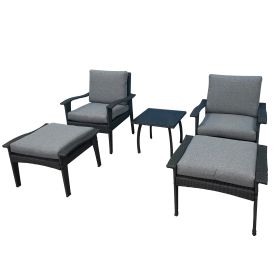 Patio Furniture Outdoor Chair And Ottoman 5 Piece Rattan Seating Group with Cushions