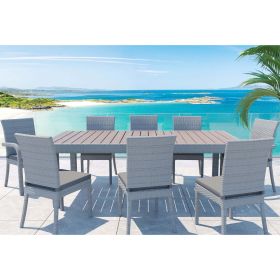 Balcones 9-Piece Outdoor Dining Table Set With 8-Dining Chairs, Gray/Dark Gray