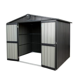 Outdoor Storage Shed 8.2'x 6.2', Metal Garden Shed for Bike, Trash Can, Galvanized Steel Outdoor Storage Cabinet with Lockable Door for Backyard