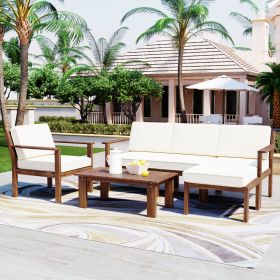 U-Style Multi-person Sofa Set with A Small Table, Suitable for Gardens, Backyards, and Balconies.