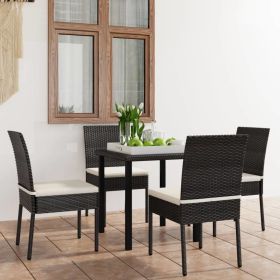 5 Piece Patio Dining Set Poly Rattan Black