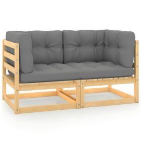 Patio 2-Seater Sofa with Cushions Solid Wood Pine