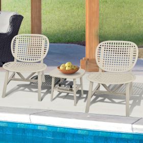 3 Piece Hollow Design Retro Patio Table Chair Set All Weather Conversation Bistro Set