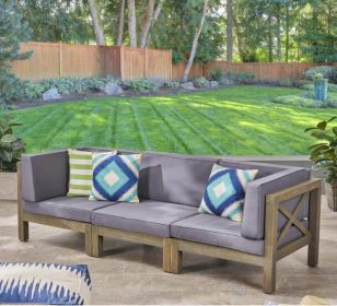 BRAVA X-BACK 3 SEATER OUTDOOR SECTIONAL SOFA SET, DARK GRAY