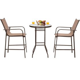 3 Piece Outdoor Patio Bar Table Stool Set