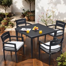 5 Piece Outdoor Patio Aluminum Furniture, Modern Dining Set