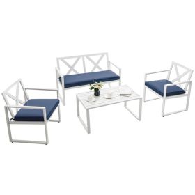 4 Piece Outdoor Conversation Set with Sturdy Steel Frame