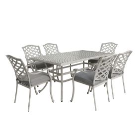 Modern Outdoor 7-Piece Aluminum Dining Set, Basalt (Color: as Pic)