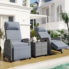 U-Style Outdoor Rattan Two-person Combination With Coffee Table, Adjustable, Suitable For Courtyard, Swimming Pool, Balcony (Color: as Pic)