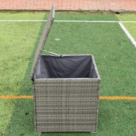 4 Piece Patio Sectional Wicker Rattan Outdoor Furniture Sofa Set with Storage Box Gray (Color: as Pic)