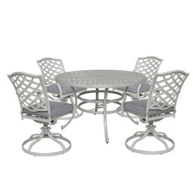 Stylish Outdoor Aluminum 5 Piece Round Dining Set, Basalt (Color: as Pic)