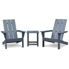 3 piece Outdoor Adirondack Chairs, Patio Lawn Chairs with Side Table, for Deck Garden Backyard Balcony, Dark Gray (Color: Dark Grey)