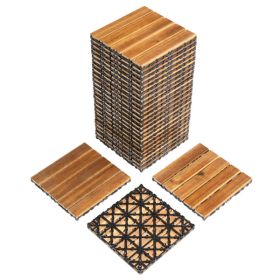 27pcs Wood Interlocking Deck Tiles 11.8"x11.8", Waterproof Flooring Tiles for Indoor and Outdoor (Color: as picture)