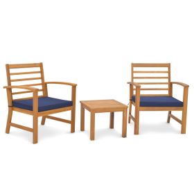 3 Piece Outdoor Furniture Set with Soft Seat Cushions (Color: Navy)